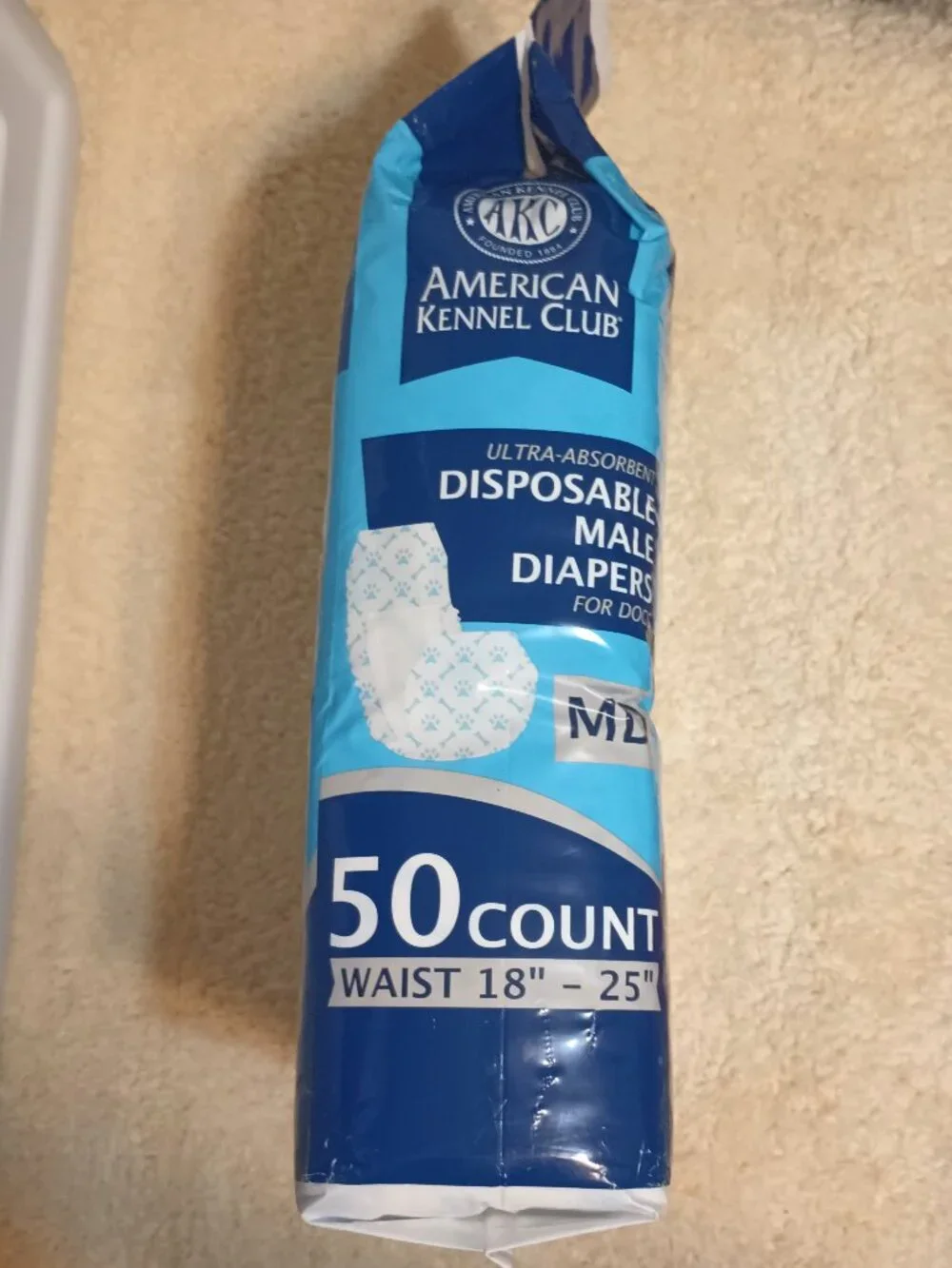 American Kennel Club Disposable Diapers for Male Dogs; Size: Medium, 50 Ct. Pkg.